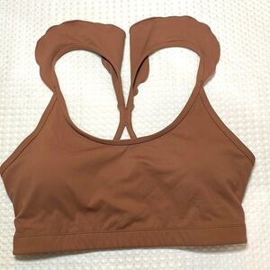Joylab Sports Bra Women M Support Athletic Removable Pads Ruffle Straps Brown